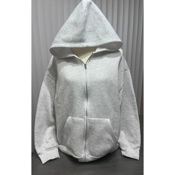 Cozy Light Gray Zip-Up Hoodie - Picture 1 of 3